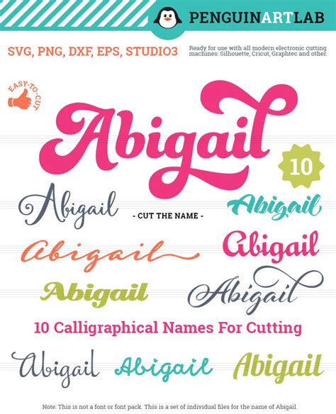 Abigail 10 Svg Calligraphy Names For Cutting And Additional Etsy