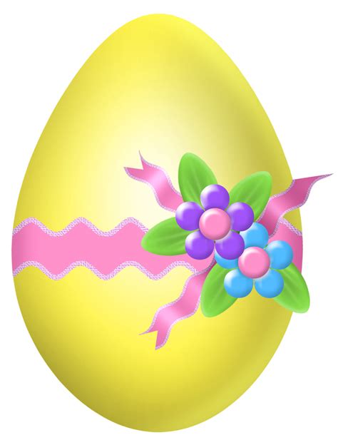 Easter Yellow Egg With Flower Decoration Png Clipart Picture Easter