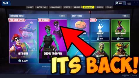 Ghoul Trooper Is Returning To The Fortnite Item Shop Youtube