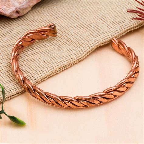 Unicef Market Handcrafted Braided Copper Cuff Bracelet From Mexico