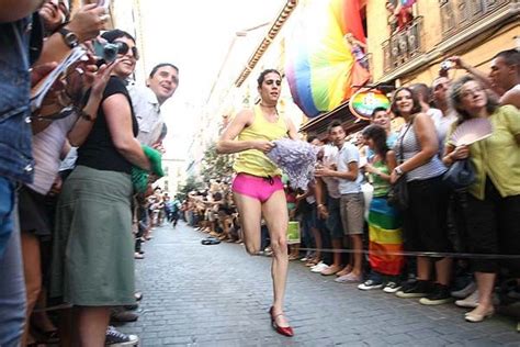 running the famous high heels race at gay pride madrid pride parade secret places a whole new