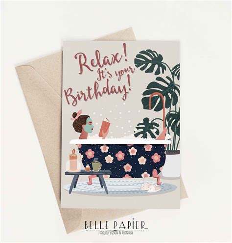 Relax Is Your Birthday Card Happy Birthday Card Printable Etsy