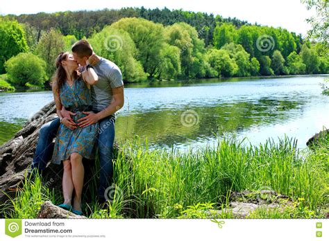 Loving Couple Two Lovers In Nature Stock Photo Image Of Happiness