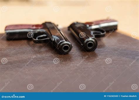Pistol Lies On The Table Stock Image Image Of Dangerous 116243343