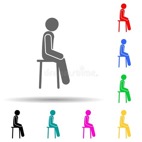 Chair Man Sit Multi Color Style Icon Simple Glyph Flat Vector Of