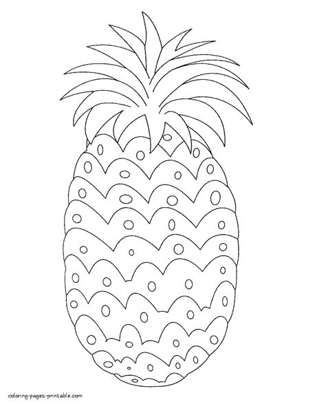 Educational coloring pages for kids. Fruits and vegetables coloring pages. Pineapple ...