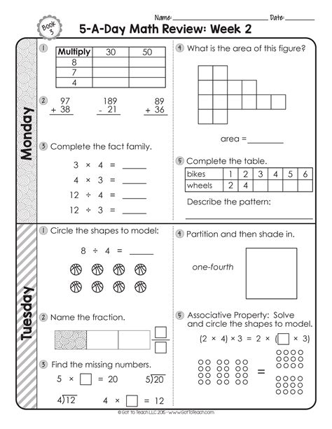Second Grade Math Review Great For Morning Work Or Homework Click On