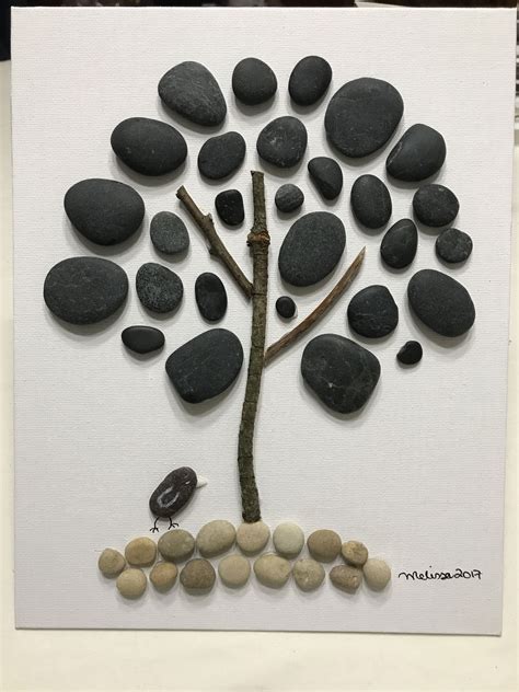 Pebble Art Rock Art Black Stone Work Tree Of Pebbles Stone Pictures