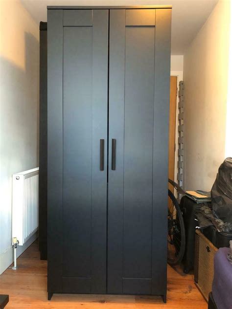 #2 how to add leather pulls to ikea brimnes cabinet. IKEA Brimnes Wardrobe Black | in Tower Hamlets, London ...