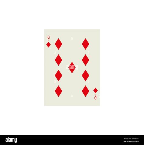 Illustration Of A Nine Of Diamonds Playing Card With Isolated On A