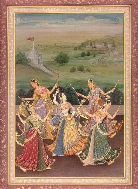 Maidens Performing The Ecstatic Dance Known As Garba Mughal Miniature