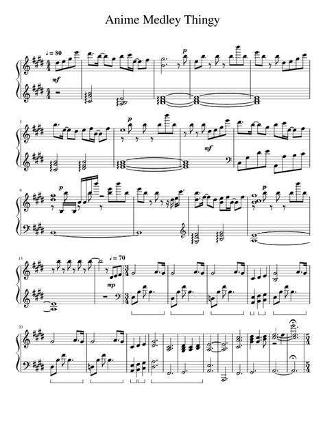 Timeless classic, christian music, anime music transcriptions, movies (ost), or video games • add scores to favorites • view and play your favorite sheet music. Anime Medley Thingy Sheet music for Piano (Solo ...