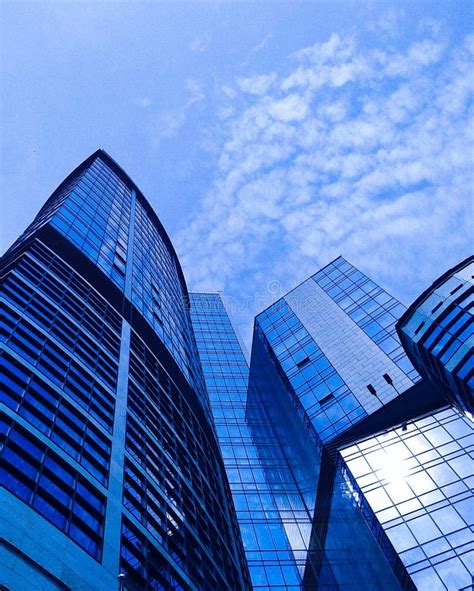 Classic Blue Glass Office Futuristic Building In The City Centre Till
