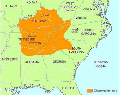 The Map Shows Where Most Cherokee Indians Were Distributed Native