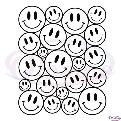 Smiley Pattern Retro Smiley Face Svg Digital File