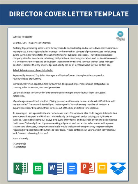 Director Cover Letter Examples
