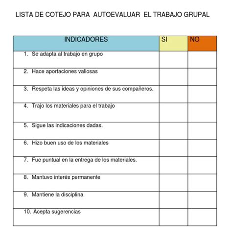 Sint Tico Imagen De Fondo Lista De Cotejo Para Evaluar Ejercicios