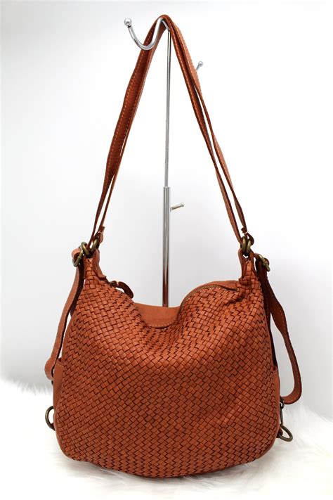 Italian Leather Handbags Woven Leather Bags Backpack Soft Etsy