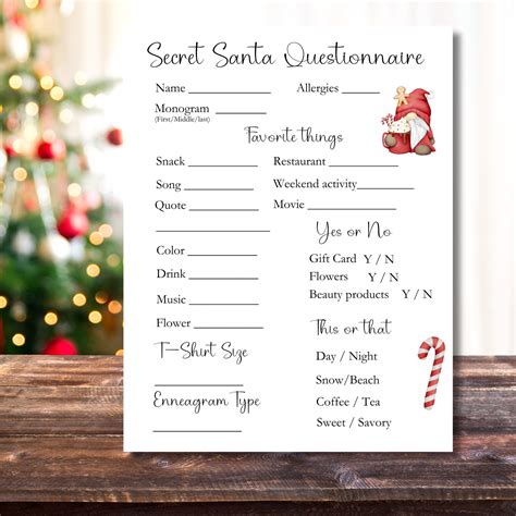 Secret Santa Sign Up Sheet Secret Santa Printable Secret Santa Etsy