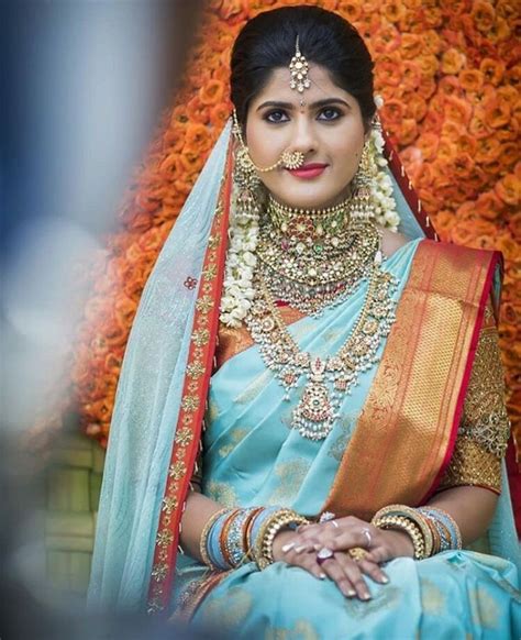 Bride In Grand Kundan Choker And Guttapusalu Jewellery Designs