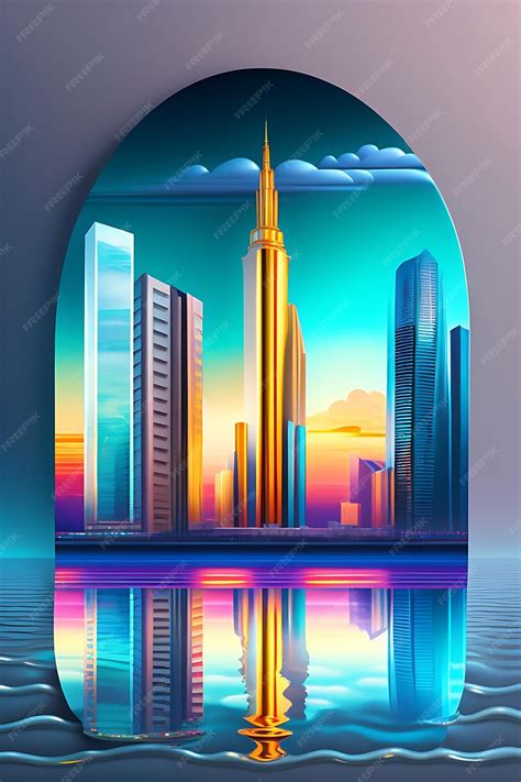 Premium Ai Image Abstract Surreal City Landscape Skyline Artwork