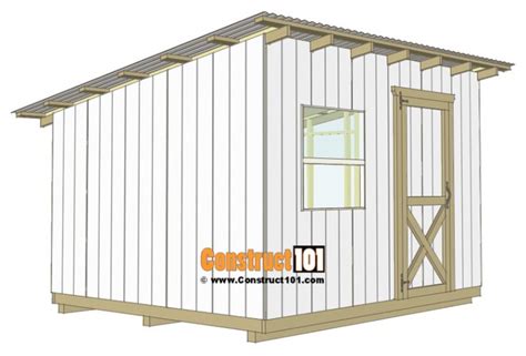 Garage workshops, backyard shed plans and barn plans share some common features with outbuilding plans. 10x12 Lean To Shed Plans - Construct101 | Building a shed ...