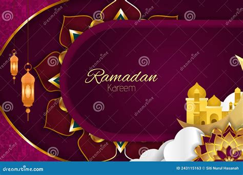 Ramadan Kareem Islamic Background With Purple Color Stock Vector