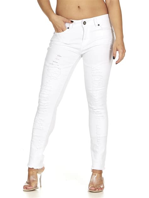 Cute Teen Girl Teen Girls S Distressed Torn Plus Size Skinny Jeans White Fray Hem Plus Size 24