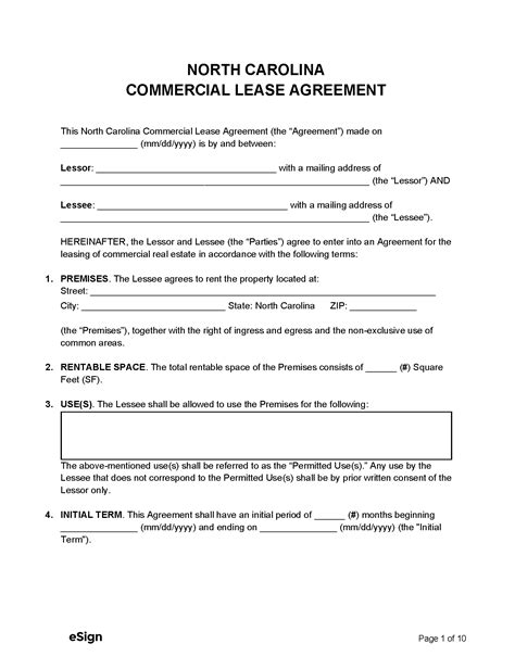 Nc Commercial Lease Agreement
