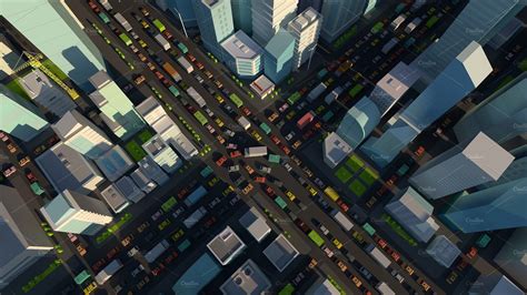City Street Intersection Traffic Jams Road 3d Render Very High Detail