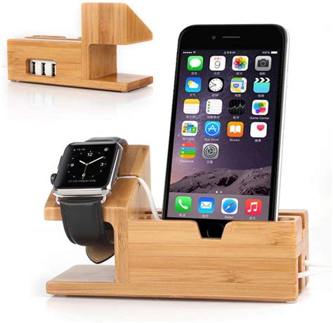 Etcbuys Wood Charging Station Fashion Creative Durable Design 3 Usb