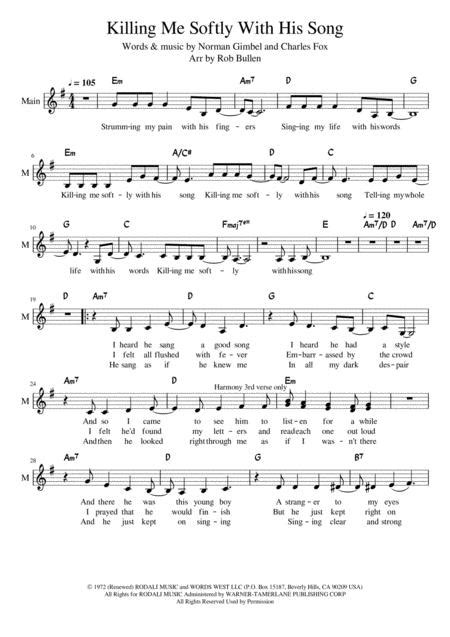 Killing Me Softly With His Song By Charles Fox Digital Sheet Music My Xxx Hot Girl