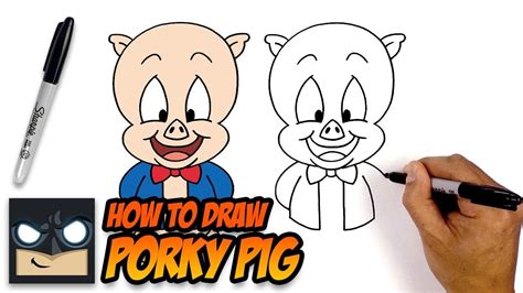 How To Draw Porky Pig Step By Step Tutorial For Beginners Easy