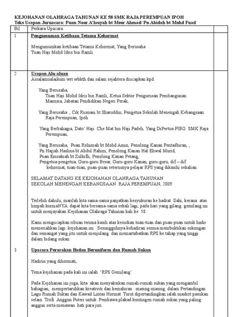 Skrip emcee sukan 2019 docx. TEKS PENGACARA
