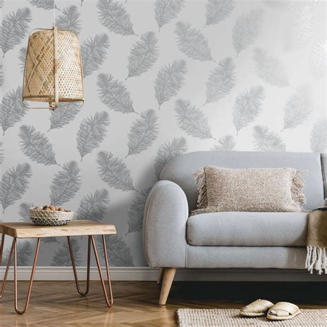 Fawning Feather By Albany Grey Silver Wallpaper Wallpaper Direct