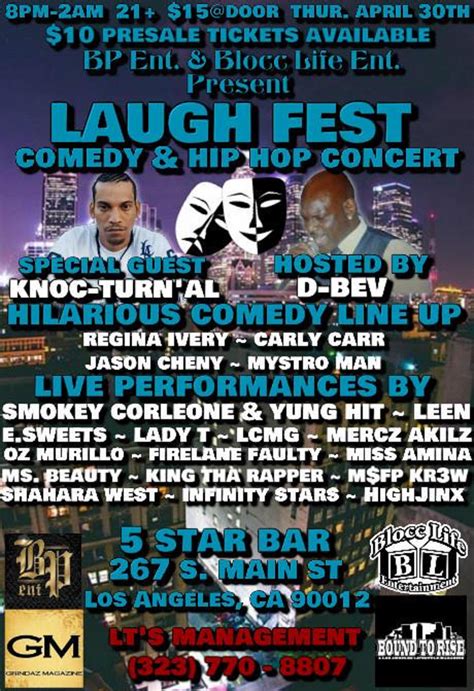 Laugh Festcomedy And Hip Hop Concert Starring Knoc Turnal Tickets 043015