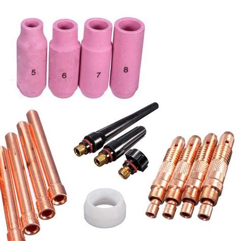 16PCS TIG Welding Torch Accessories Kit Body Glass Cup Alumina Nozzle