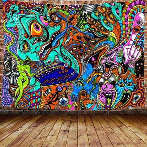 Psychedelic Tapestry Trippy Tapestry Magical Fractal Wall Etsy