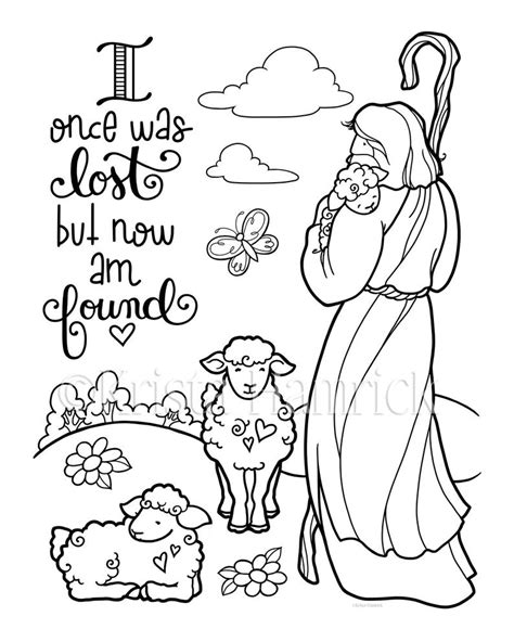 Good Shepherd 2 Coloring Pages For Children Etsy In 2020 Bible