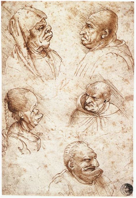Leonardo Da Vinci Five Caricature Heads 1490 Grotescas En 2019