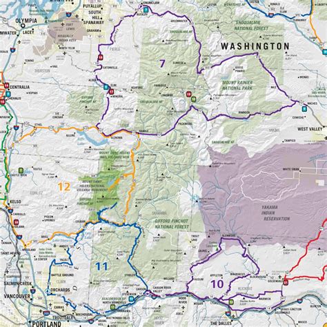 Usrt010 Scenic Road Trips Map Of Washington And Oregon
