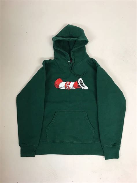 Supreme Cat In The Hat Hoodie Medium Dark Green Sold Out Bogo Tnf Box