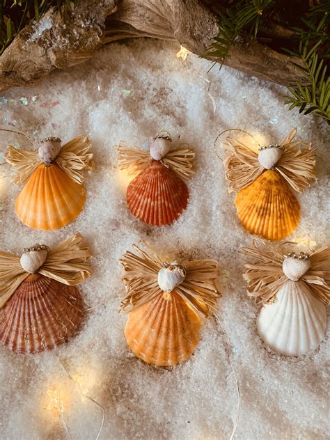 Christmas Ornaments Angels Seashell Hanging Tree Christmas Etsy In