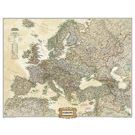 National Geographic Europe Executive Enlarged Wall Map Laminated 46