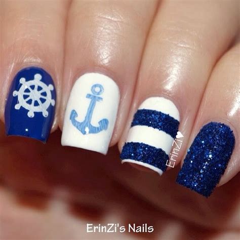 Diseño de uñas con estilo náutico o marinero. 26 Ideas de Uñas Marineras - ε Diseños de Uñas Decoradas з