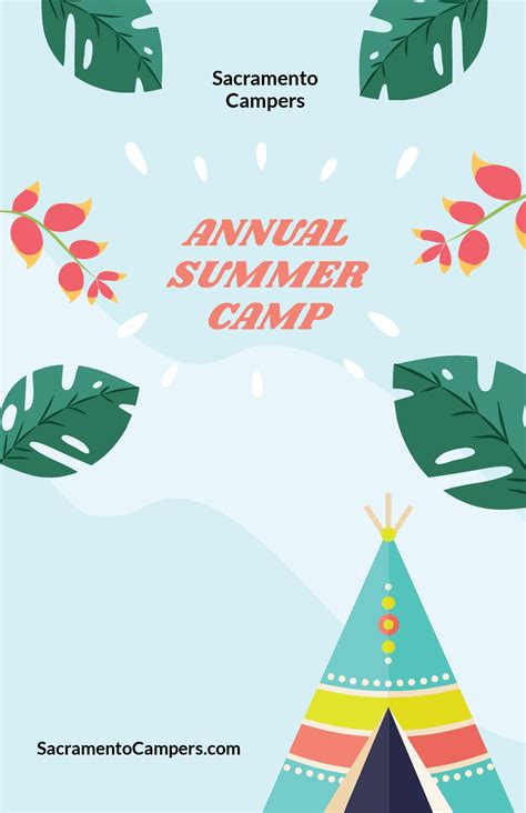 Summer Camp Poster Design Template In Illustrator Apple Pages Psd