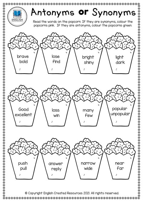 Synonyms And Antonyms Activity Book English Created Resources