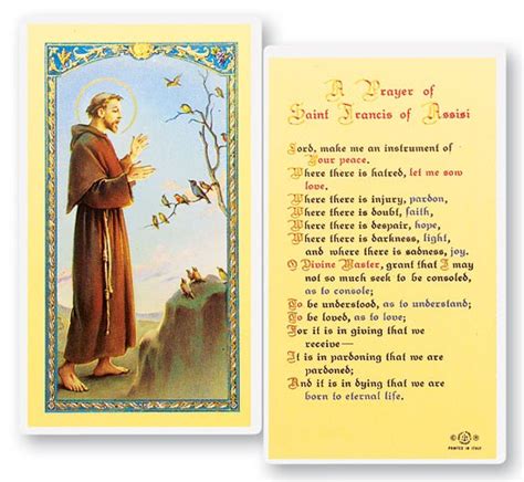 Maybe you would like to learn more about one of these? St. Francis Prayer For Peace Laminated Prayer Cards 25 Pack