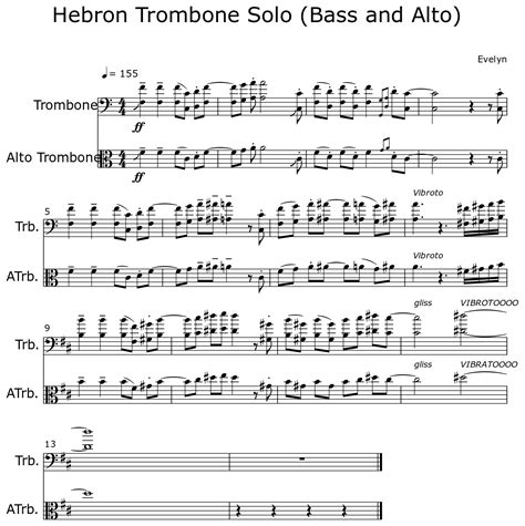 Hebron Trombone Solo Bass And Alto Sheet Music For Trombone