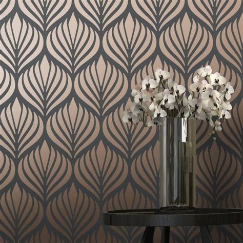 I Love Wallpaper Shimmer Desire Wallpaper Charcoal Copper 50040